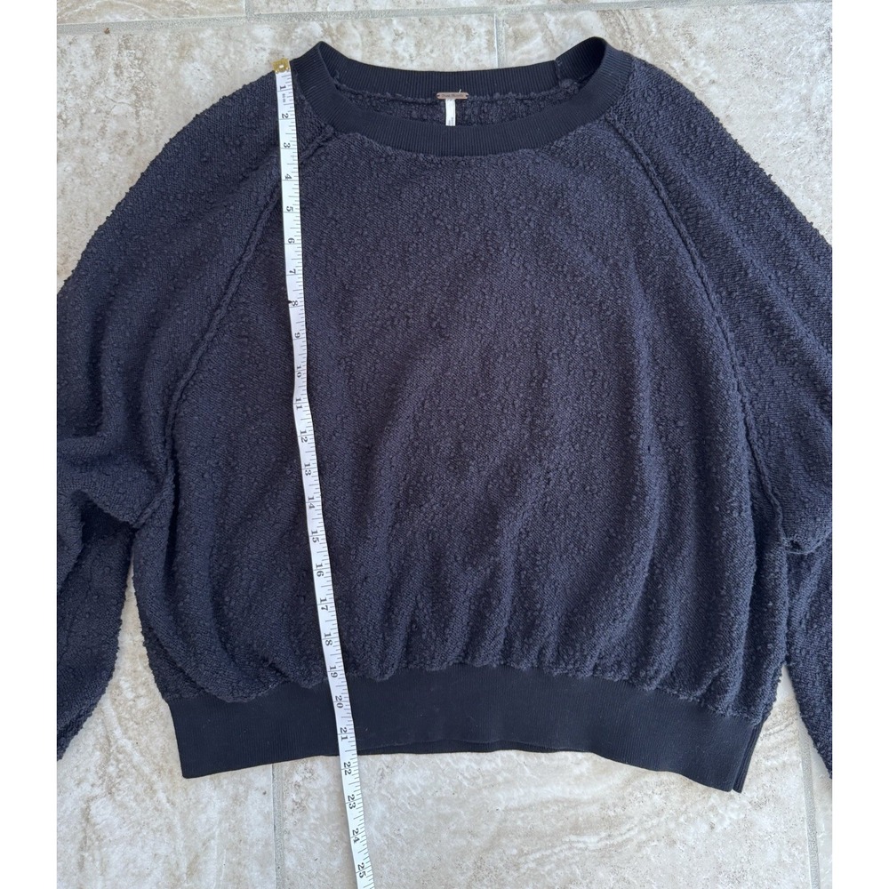 FREE PEOPLE WOMEN'S BLACK LONG SLEEVE TEXTURED FOUND MY FRIEND PULLOVER Size XS - Picture 11 of 13